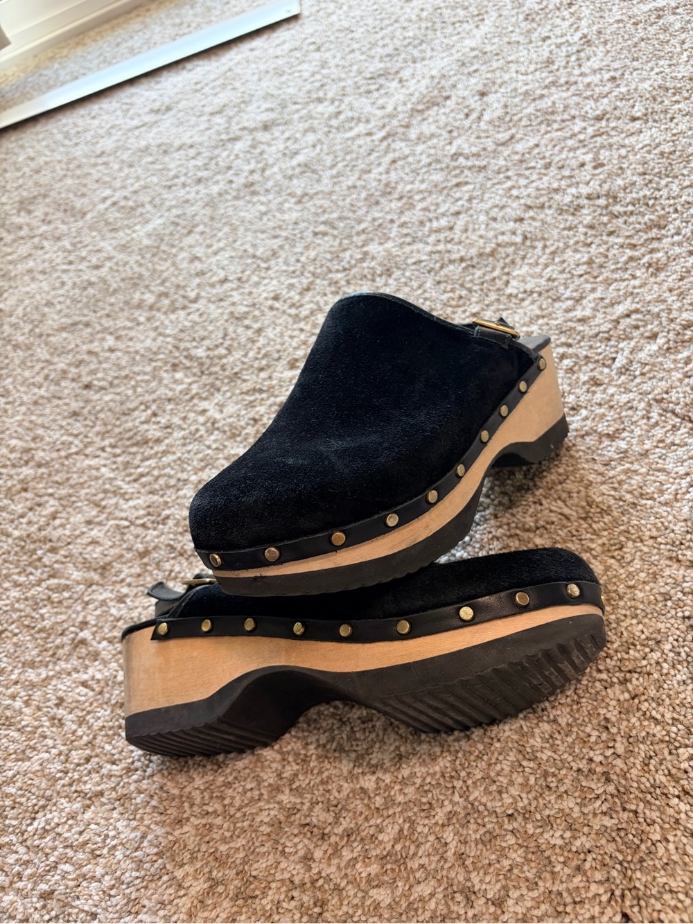 M.Gemi The Mafalda Black Suede Studded Slingback Clogs